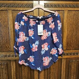 Jolt Navy Blue Floral Top